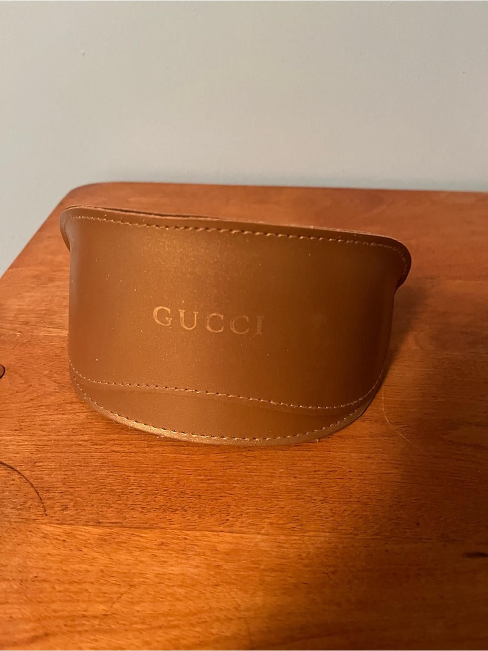 Gucci Brown Gold Leather Sunglass Case